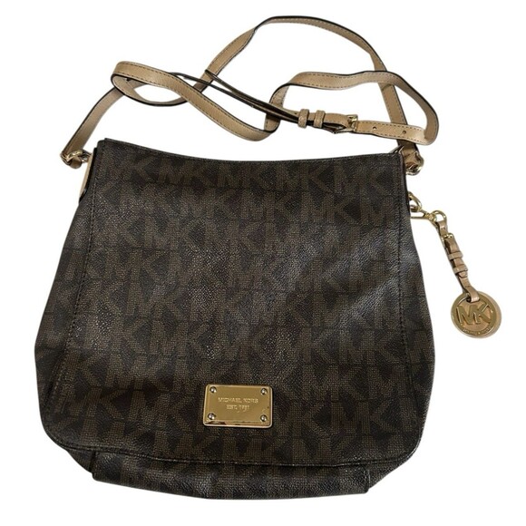 MICHAEL KORS Jet Set Travel Crossbody Shoulder Bag Signature Messenger Brown - Picture 1 of 13
